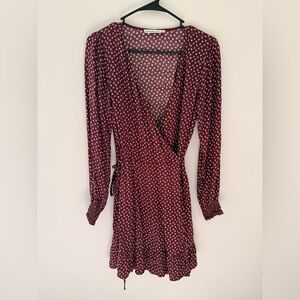 Abercrombie & Fitch Maroon Floral Wrap Dress
